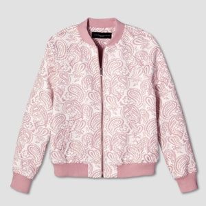 Kid Blush Floral Jacquard Bomber Jacket